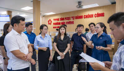 PHƯỜNG HÒA CƯỜNG ĐÓN TIẾP ĐOÀN CÔNG TÁC UBND XÃ CAM AN, TỈNH KHÁNH HÒA ĐẾN THAM QUAN, HỌC TẬP KINH NGHIỆM VỀ CHÍNH QUYỀN SỐ