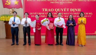 PHƯỜNG HÒA CƯỜNG CÔNG BỐ CÁC NGHỊ QUYẾT, QUYẾT ĐỊNH VỀ TỔ CHỨC BỘ MÁY VÀ NHÂN SỰ CHI BỘ, TỔ DÂN PHỐ, BAN CÔNG TÁC MẶT TRẬN KHU DÂN CƯ